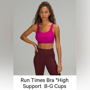 Lululemon Run Times Bra High Support 36C Ripened Raspberry NWT